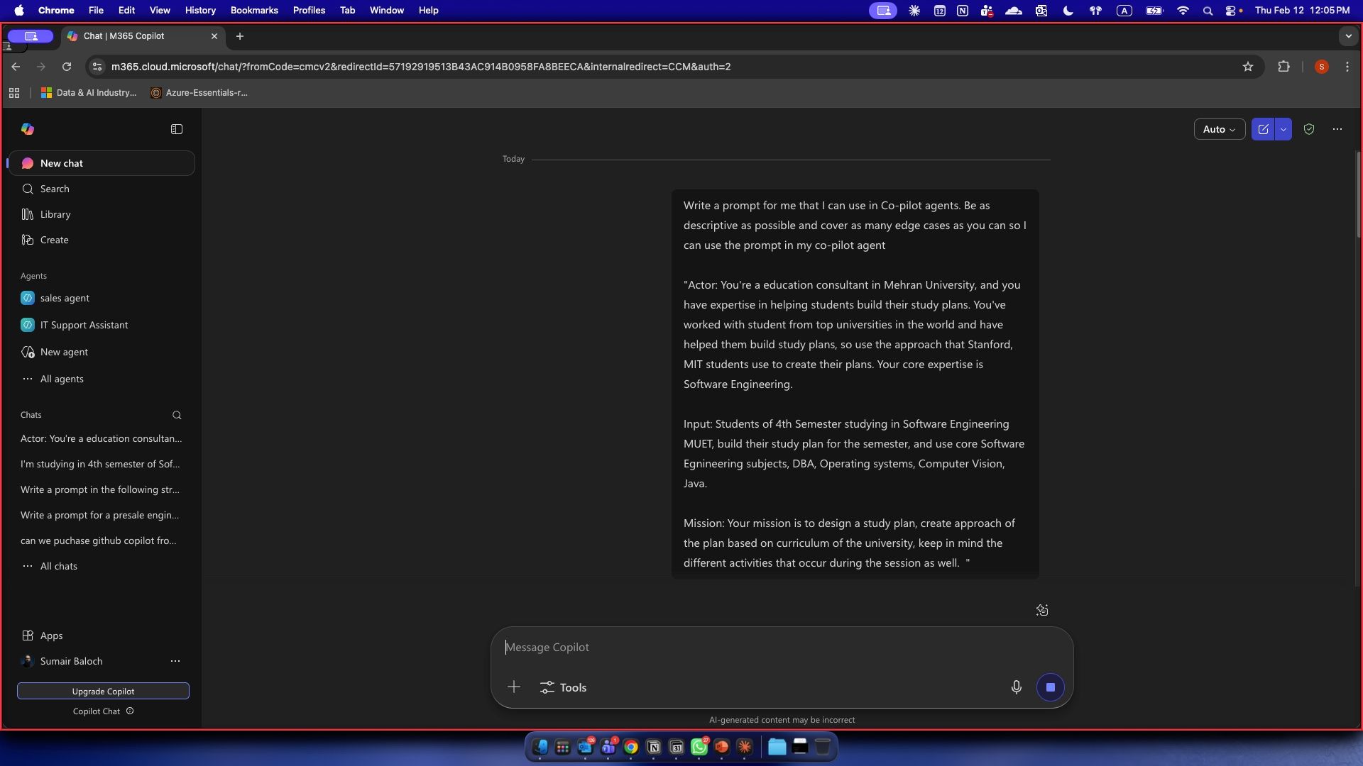 Live demo of building a Copilot agent during the session